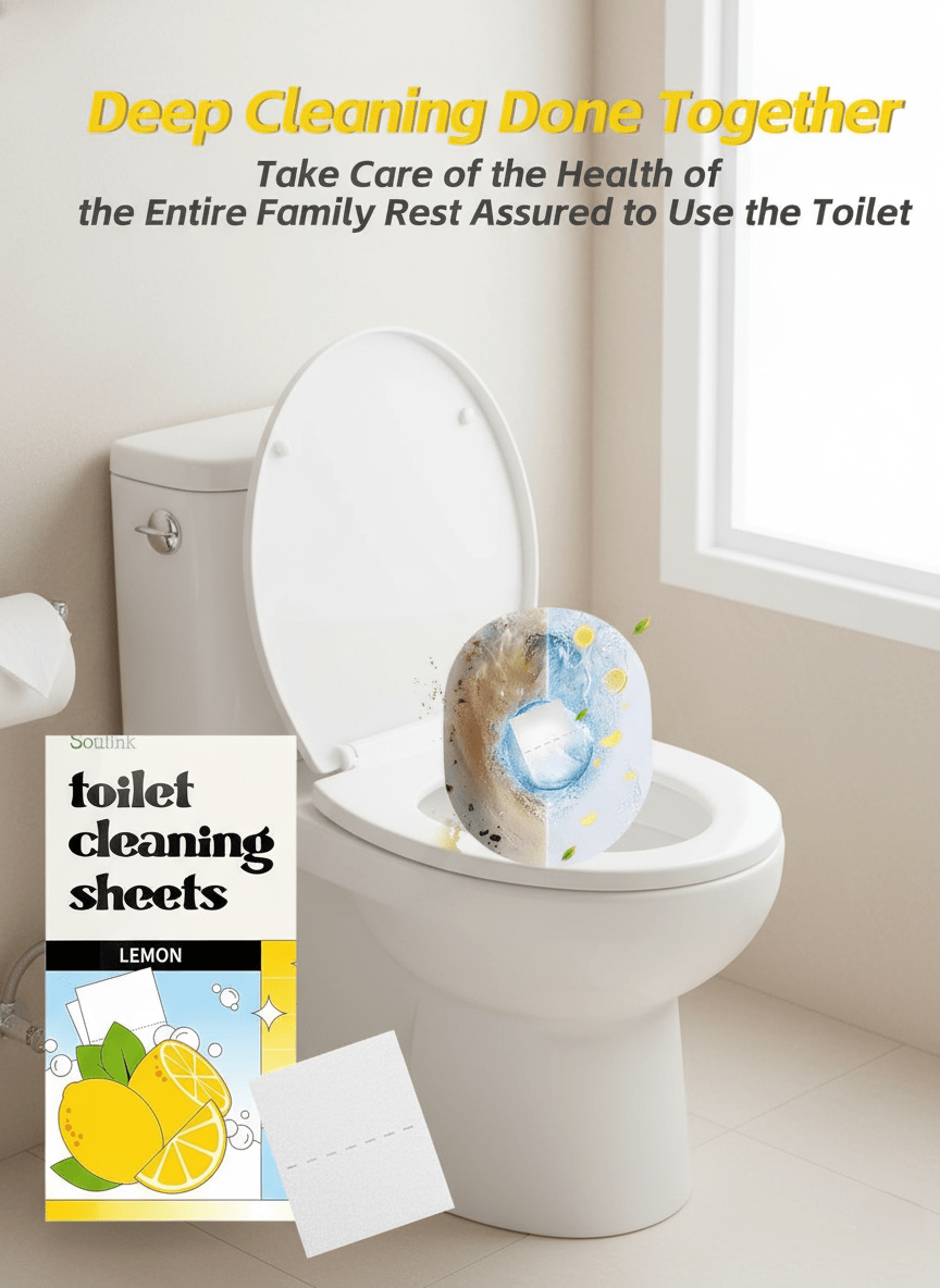 Plastic free toilet cleaning sheets with lemon scent