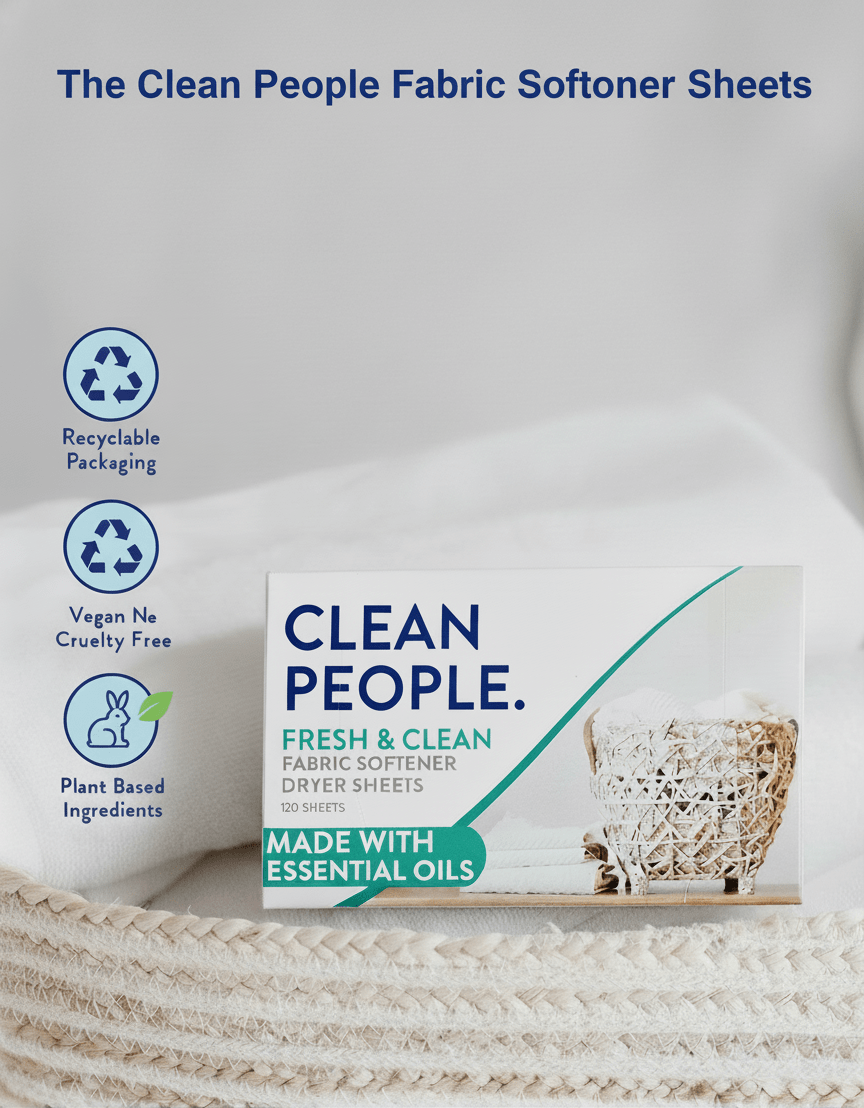 The Clean People fabric softener sheets eco friendly packaging