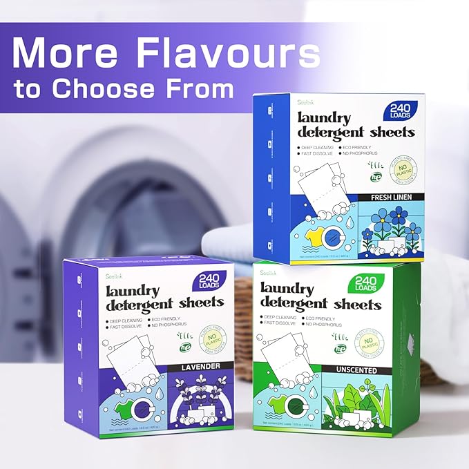 Soulink plant-based laundry detergent sheets 480 loads